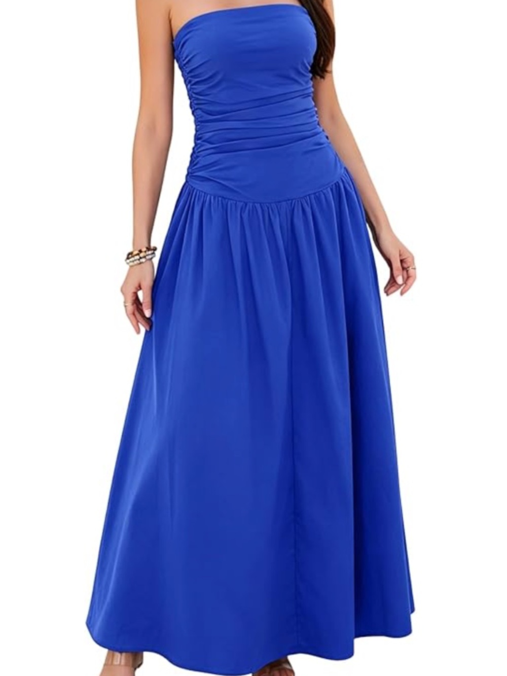 NWT (S) Royal Blue Tube Top Maxi Dress A-line Drop Waist